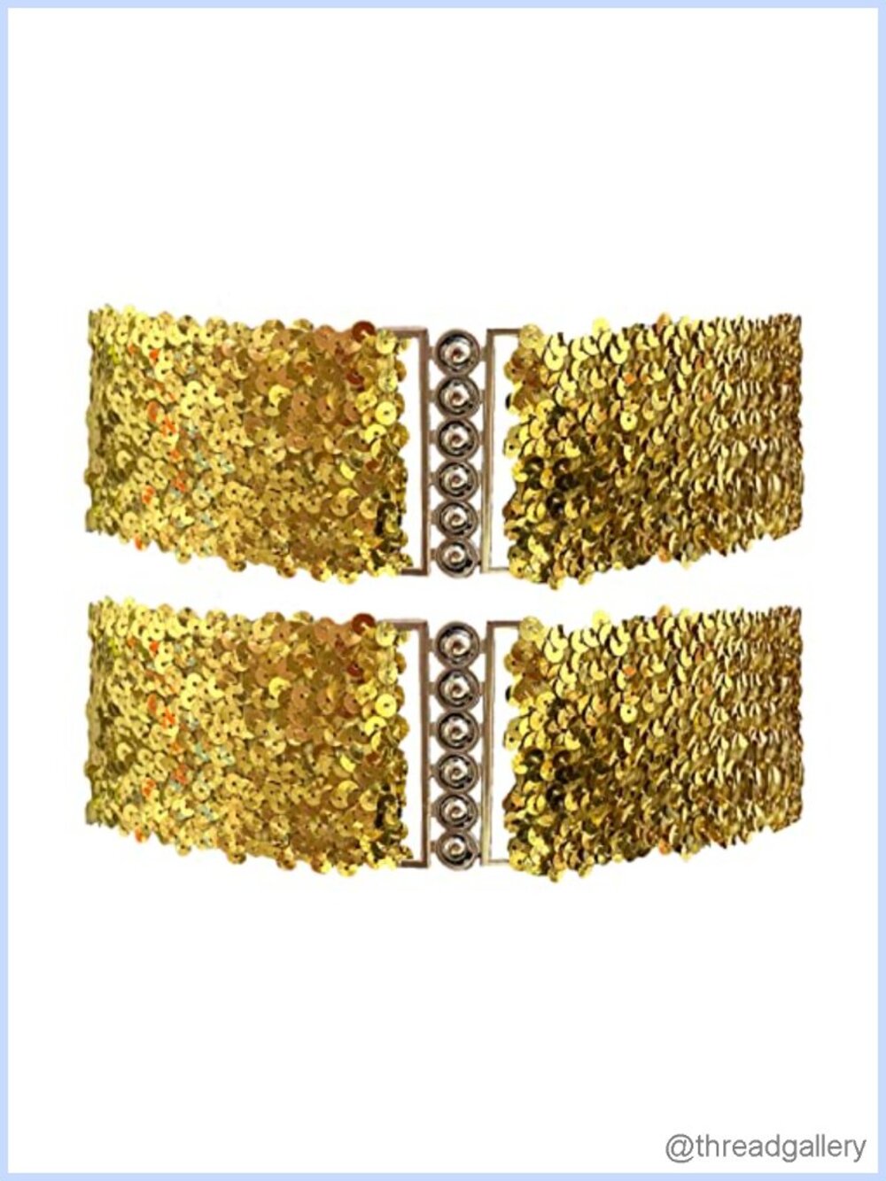 2 Pack Sequin Sparkly Elastic Waist Belt Adjustable Stretch for Women